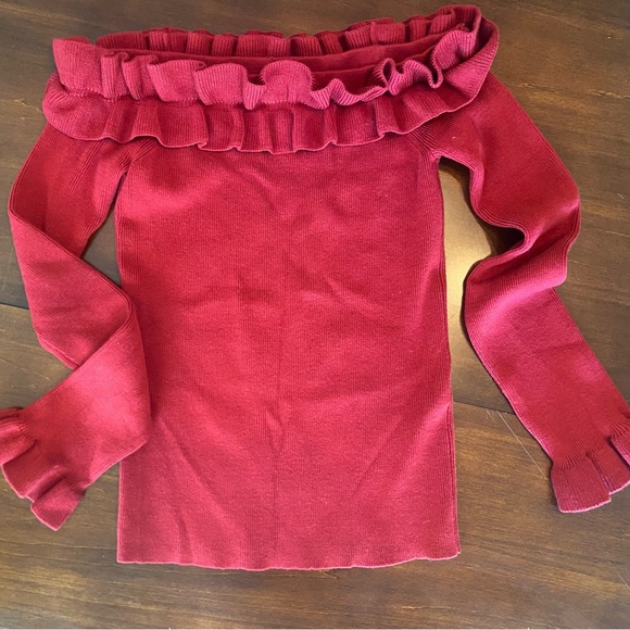 WHBM off shoulder ruffle sweater - Picture 2 of 7